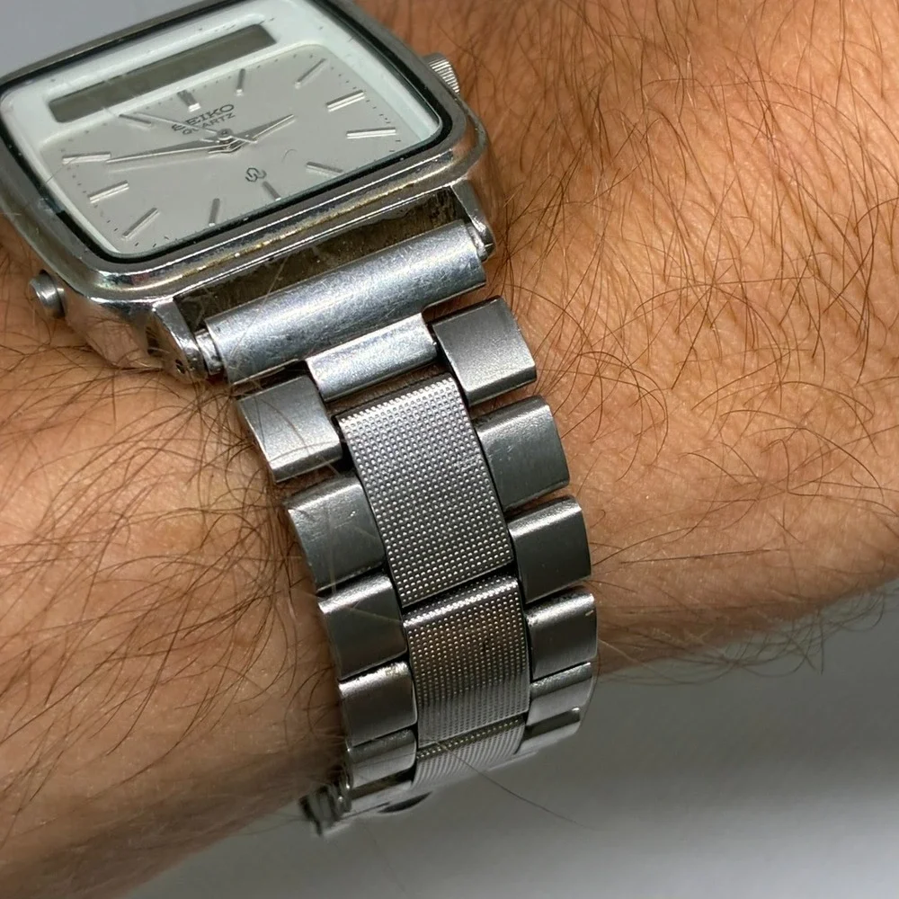 Rare Seiko Quartz H357-5090 Silver Dial Men's Ana-Digi Vintage Watch-Working!